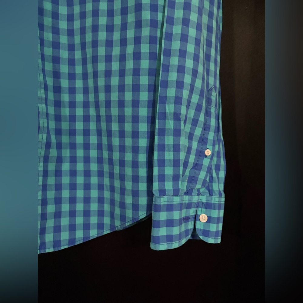 J. Crew Blue and Dark Blue Checkered Men's Shirt - Picture 4 of 5